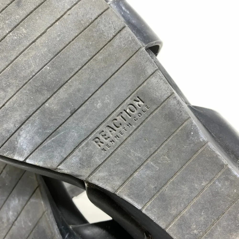 Kenneth Cole Reaction Wedge Slingback Sandals Womens Size 7 Black Faux Leather